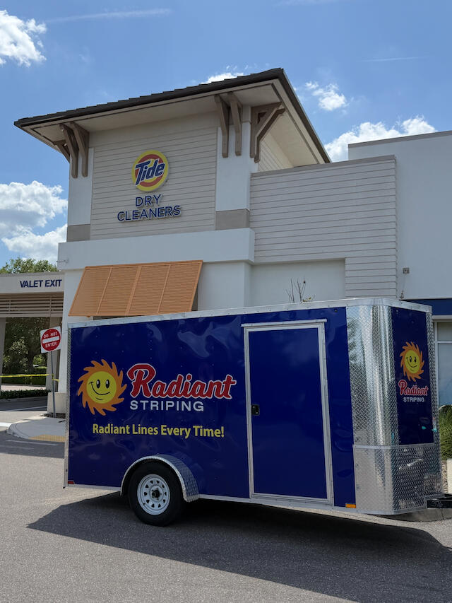 Tide Dry Cleaners Parking Lot Striping By Radiant Striping Florida - TRAILER 3 Tide Dry Cleaners Parking Lot Striping By Radiant Striping Florida - TRAILER 3