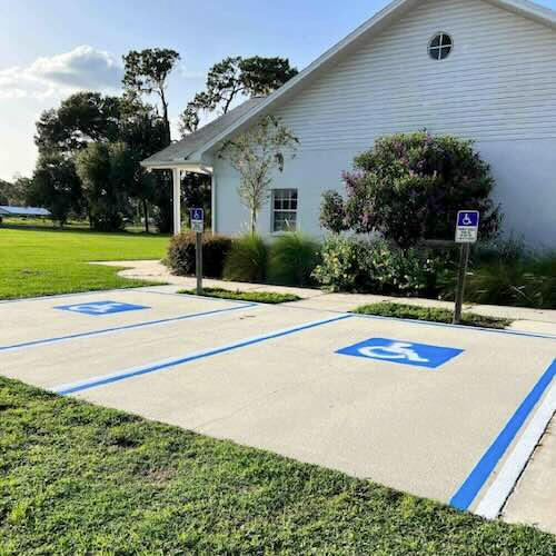 Fresh Handicapped Stripes done by Radiant Striping for Little Union Baptist Church in Lithia FL